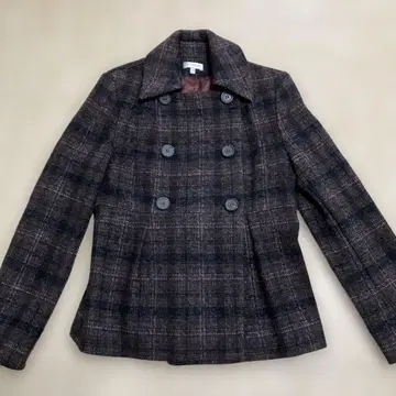 [ KOOKAI ] 미사용 코트 자켓 숏 기장 체크 무늬 여성용
