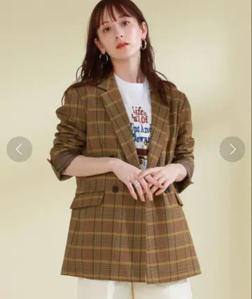 Ray BEAMS 체크 더블 자켓