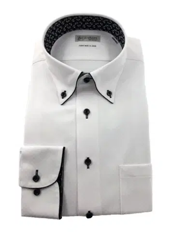 (41-84cm) [완전 노다리미] 긴팔 아이셔츠 브라이트 스퀘어 화이트