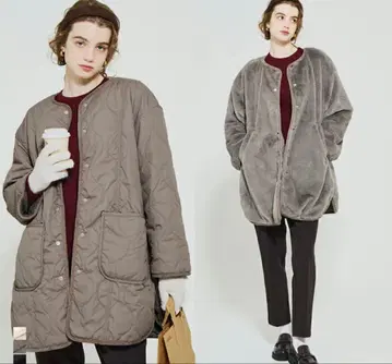 리버서블 퀼팅 미들 코트