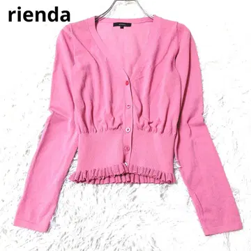 리엔다 가디건 상의 겉옷 프릴 V넥 핑크 성숙 큐트