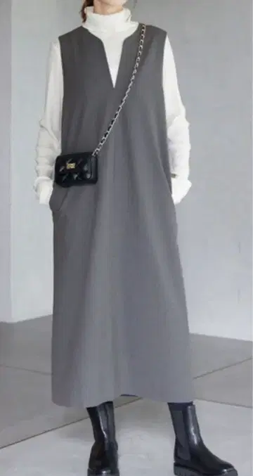 SLOBE IENA 슬로브 이에나 트윌 트로키 넥 오버롤 스커트