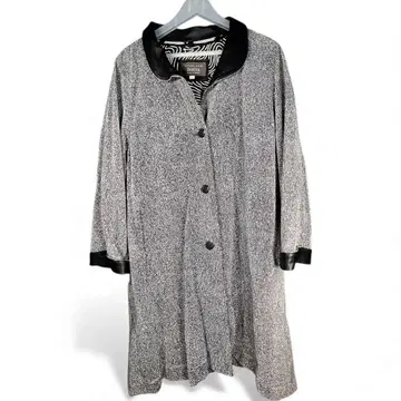 일본제 DONNA 돈나 가죽 절개 트위드 코트 F 프리 사이즈