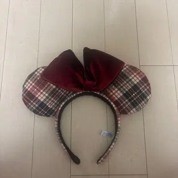 디즈니 머리띠 체크 무늬