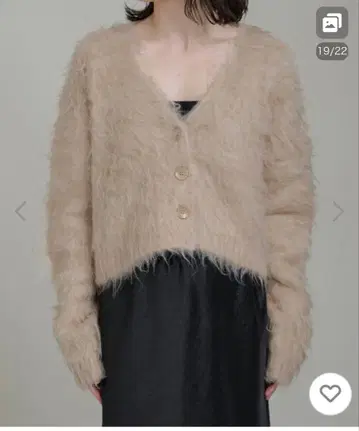 Omekashi 가디건 알파카 모헤어 샤기 숏 가디건