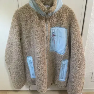 UNIQLO JW ANDERSON 플리스 보아 자켓 베이지 스카이블루