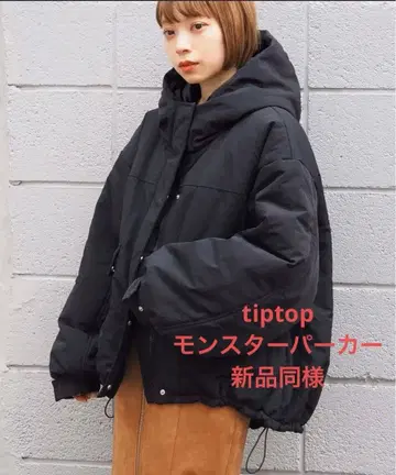 tiptop 몬스터 후드티 블루종 black 숏 기장