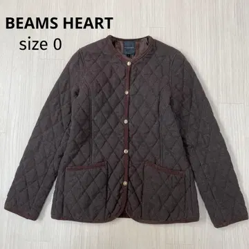 BEAMS HEART 퀼팅 노카라 자켓 블루종 0