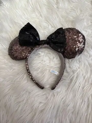 미키 귀 머리띠 브라운 스팽글