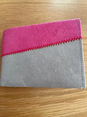 페이퍼 이단 접이식 지갑 그레이 & 핑크