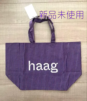 한국 한정판 haag 토트백 에코백 체크 보라색 퍼플
