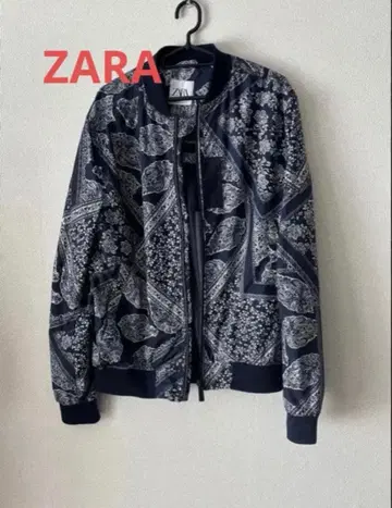 ZARA 자라 반다나 패턴 지퍼 블루종 점퍼 남성용 긴팔 M