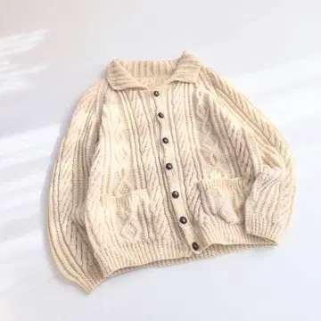 카라 부착 피셔맨 니트 가디건 C2