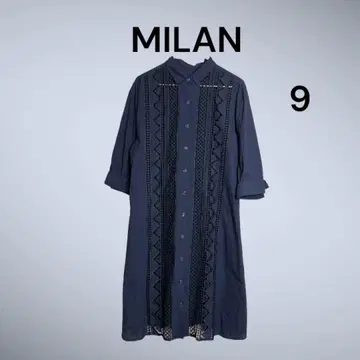MILAN 레이스 절개 셔츠 원피스 네이비 9호 면 100%