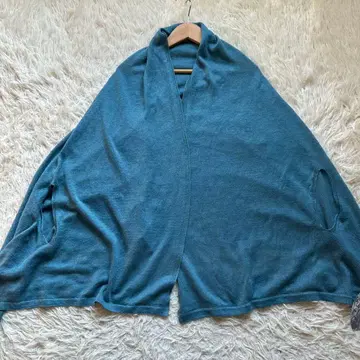 미사용 새상품 택 포함 mino 사이후쿠 린넨 판초 스카이블루 블루