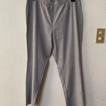 화이트 블랙 체크 무늬 슬림핏 팬츠 핏미모아 EL