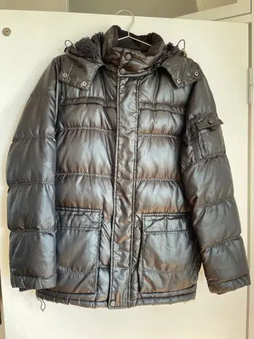 UNIQLO 다운 자켓 남성용 M 블랙 후드 방한 다운 80%