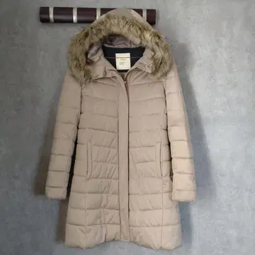 x'tyle 후드 부착 베이지 롱 코트 (충전솜)