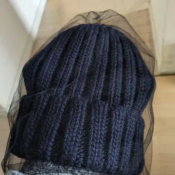 CA4LA 새상품급 네이비 리브 니트 모자