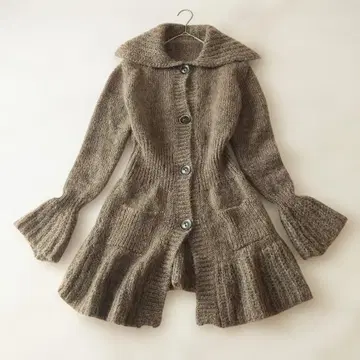 c 슈퍼 키드 모헤어 가디건 A라인 허리 리브 페플럼 공주 소매