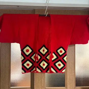 겉옷 쇼와 레트로 털실 반텐 빨간색 레트로