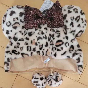 새상품 택 포함 디즈니 미니 레오파드 무늬 팬캡 귀달린 모자