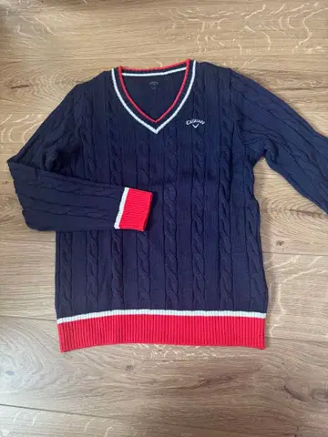 Callaway 케이블 니트 스웨터 네이비/레드