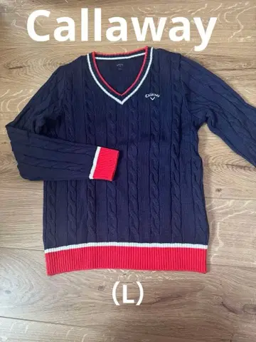 Callaway 케이블 니트 스웨터 네이비/레드