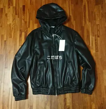 ZARA 후드 부착 페이크 가죽 자켓 블랙 S 사이즈