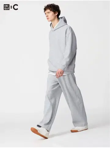 UNIQLOC 셋업 후드티 + 맨투맨 와이드 팬츠 그레이 유니클로
