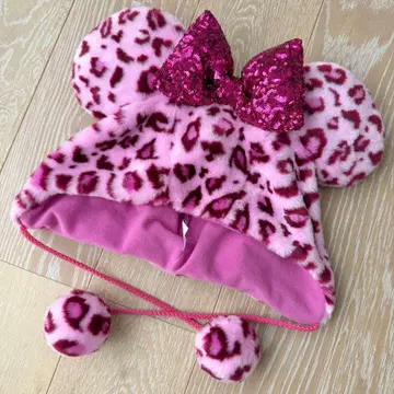 미니 레오파드 무늬 팬캡 핑크