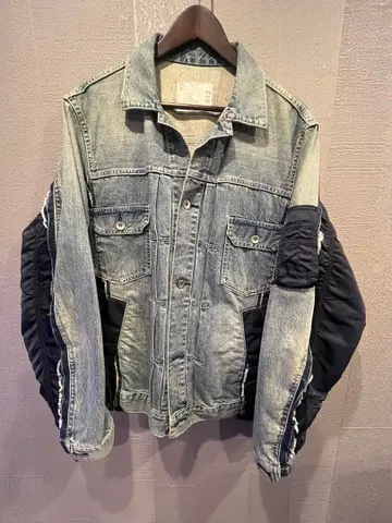 sacai 데님 x 나일론 트윌 재킷 size 3