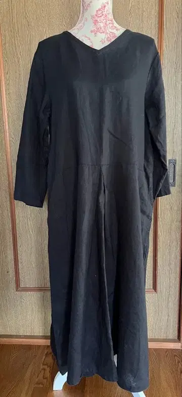 hagumu 블랙 롱 원피스 V넥