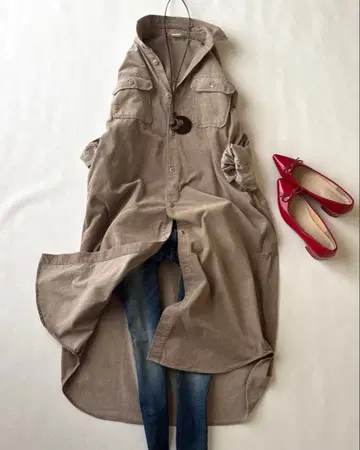 새상품급 어반 리서치 도어스 코듀로이 롱 원피스 베이지