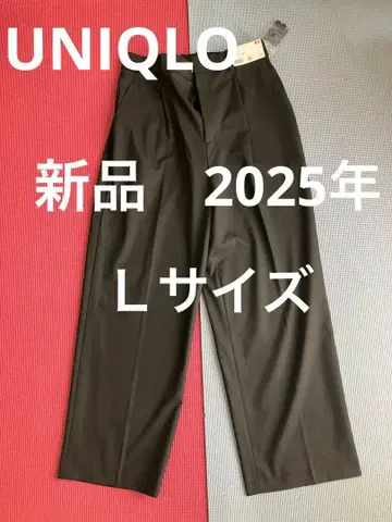 유니클로 UNIQLO 턱 와이드 팬츠 여성용 L 사이즈 블랙