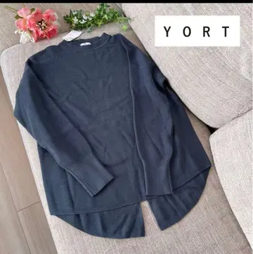 YORT 다크 그레이 리브 니트 긴팔