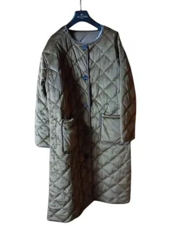 브라운 리버서블 퀼팅 롱 코트