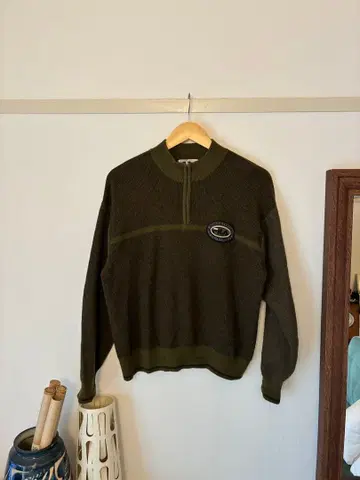 FILA 올리브 그린 하프 지퍼 스웨터 90s