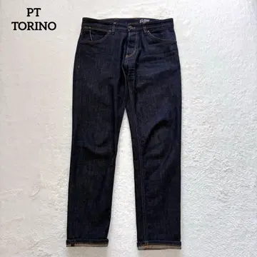 새상품급 PT TORINO REGGAE 데님 테이퍼드 다크 네이비 W32