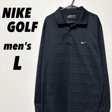 나이키 골프 골프웨어 긴팔 피케 셔츠 남성용 L 사이즈 블랙 보더