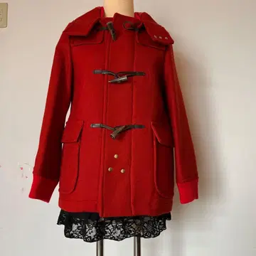 새상품급 레드 더플 코트 토글 버튼