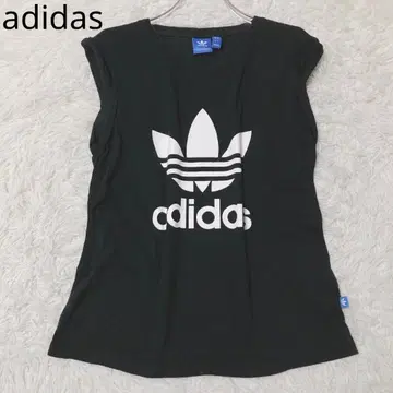 아디다스 T셔츠 슬리브리스 로고 프린트 면 캐주얼 블랙 M