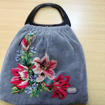 FEILER 꽃무늬 자수 토트백 그레이