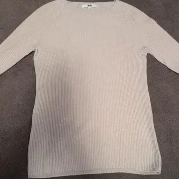 UNIQLO M 베이지 캐시미어 긴팔 니트