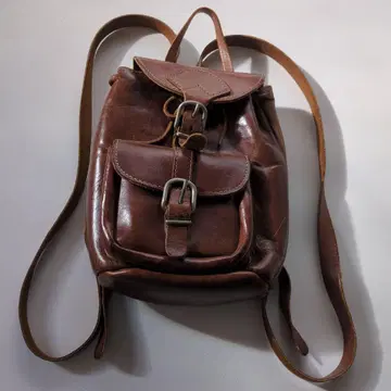 천연 가죽 브라운 가죽 백팩 백팩 작음