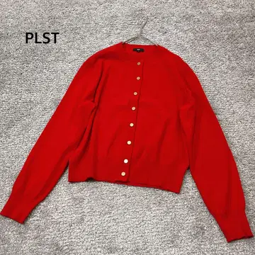 [ PLST ] 플라스테 UV 컷 레이온 블렌드 메탈 버튼 가디건 빨간색