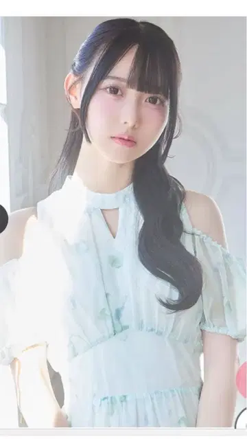 미셸 마카롱 스카이블루 오프숄더 롱 원피스