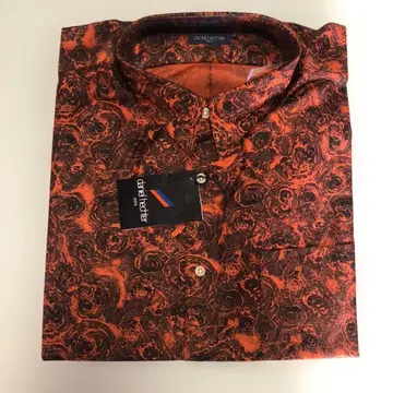 322 다니엘 에터 오렌지 꽃무늬 긴팔 셔츠 L