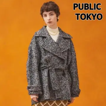 퍼블릭 도쿄 헤링본 숏코트 벨트 포함 경량 정가 4만엔