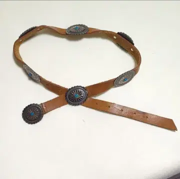 천연 가죽 가죽 벨트 웨스턴 콘초 터콰이즈 브라운 빈티지풍